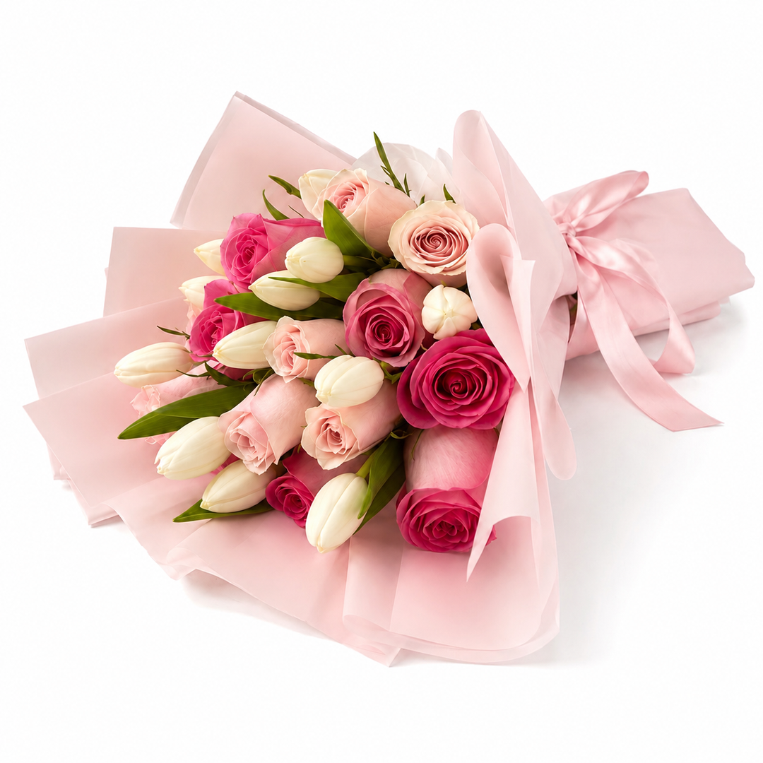 Bouquet 10 Tulipanes y 10 Rosas