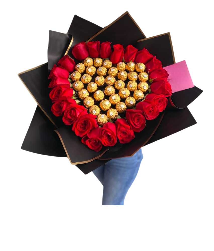 Ramo buchón corazón de chocolates