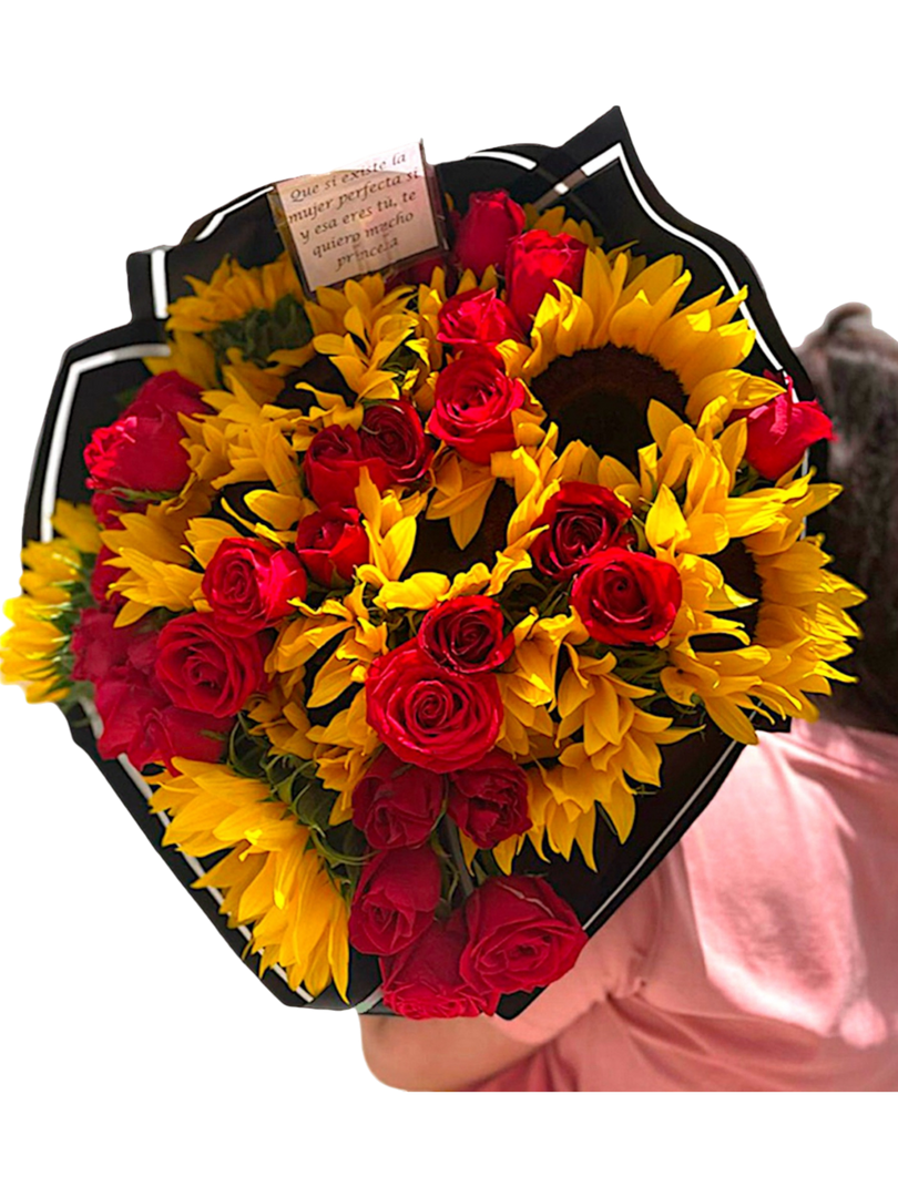 Ramo Mix girasoles y rosas XXL